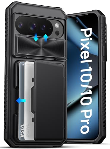 ATATOO for Google Pixel 10/Pixel 10 Pro Case Wallet, Built-in Card Holder [RFID Blocking] & Slide Camera Cover, Military Grade Protection, Phone Case for Pixel 10/10 Pro 6.3