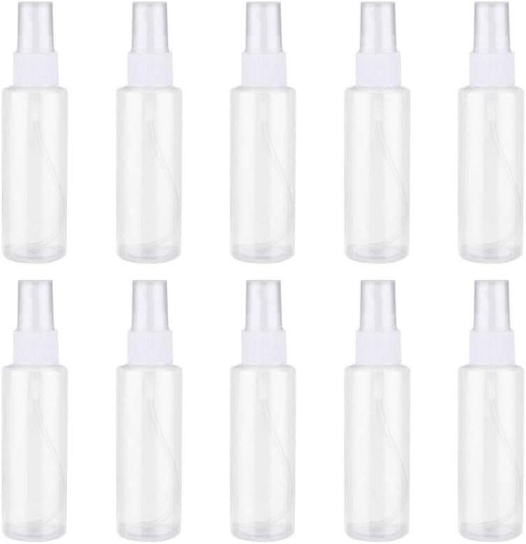 60ml Small Spray Bottle Empty Clear Fine Mist Spray Bottles 10PCS Plastic Travel Atomiser Bottle Set Refillable Liquid Containers for Make-up Cosmetic Hair Disinfectant Storage