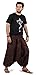 Boho Hippie Mens Womens Cotton Handmade Harem Pants with Side Pockets - Spiral Design (Brown)
