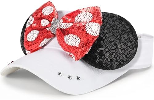Minnie Mouse Woman Black and Pink Polka Dot Baseball Cap with Ears and Bow New DISNEY Minnie Mouse Baseball Cap Pink Black Mouse Ears  main image 4