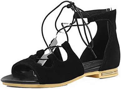 AalarDom Women's Zipper Low-Heels Frosted Solid Sandals
