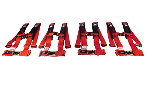Pro Armor A114230RD Red 4 Point Harness 3" Straps, 4 Pack