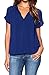 LILBETTER Women Chiffon Blouse V Neck Short Sleeve Top Shirts (Royal Blue,Large)