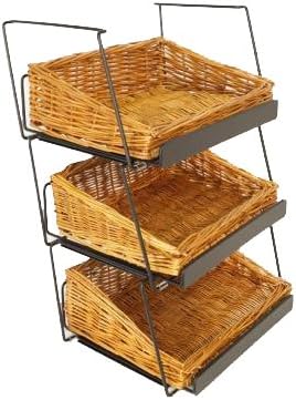 Mobile Merchandisers 3-Tier 3 Rectangular Willow Basket Counter Display Rack