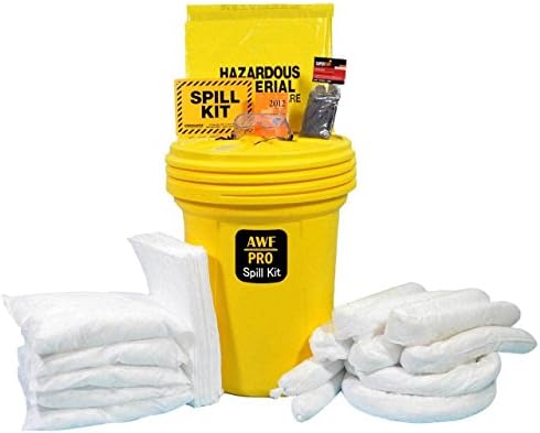 30 Gallon Oil Only Spill Kit Includes Overpack Drum,25 Spill Pads 15"x19",2 Socks 3"x12',5 Socks 3"x4',5 Pillows 18"x18", Safety Goggles, Chemical Gloves, Response Guidebook, Disposal Bags, Spill Sign