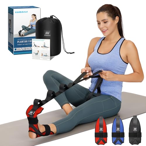 comness Fuß- und Wadendehner für Plantarfasziitis, Fersensporn, Fußtropfen, Achillessehnenentzündung und Oberschenkelmuskulatur Yoga Fuß & Bein Stretc