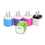 Wall Charger, Ailkin [5-Pack] 5V/1AMP 1-Port USB Home Travel Wall Charger Plug Power Adapter For iPhone 6s/6s plus 6/6 plus 5S 5 4S, Samsung S6 S5 S4 S3, HTC, LG, Motorola And More (Colorful)