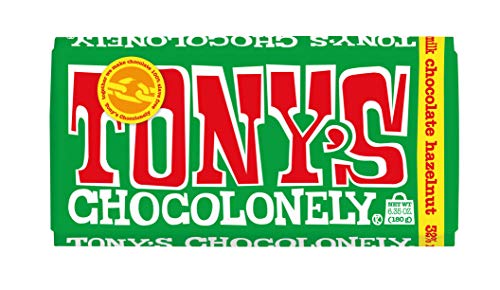 Tony's Chocolonely 32% Milk Chocolate Bar with Hazelnut, 6.35 Ounce