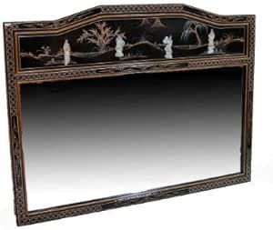 NEGRO LACADO CON MADREPERLA espejo grande Chino Oriental Muebles