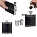 MONODY Hip Flask 7 OZ Drinking Flask Set for Men Stainless Steel with Black PU Leather - Includes Funnel and 2 Little cups for Discrete Shot Drinking of Alcohol, Whiskey, Rum and Vodka