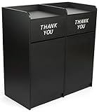 Displays2go 36 Gallon Dual Waste Receptacle, Side by Side Design, Thank You Message, MDF Construction - Black (LCKDPZSSBK)