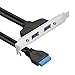 VIMVIP Dual USB 3.0 Female Back Panel to Motherboard 20pin Cable with PCI Bracket 50cm