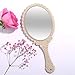 Tinland Hand Mirror with Handle Vintage Handheld Mirror Personal Vanity Makeup Compact Beauty Salon Mirror 9.8x4.5in(Ivory White)