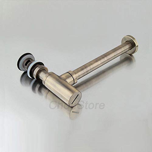 FidgetFidget Antique Bronze P Traps Under Basin Brass Bottle Trap Basin Pop Up Waste Drain Without Overflow - Thumbnail 4