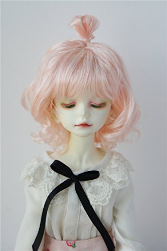 JD375 7-8CM 18-20CM Updo synthetic mohair BJD wigs 1/4 MSD doll hair and accessories (Peach pink)