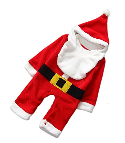 StylesILove Toddler Young Kids Baby Boy 3-PC Santa Suit Romper, Hat and Beard Bib