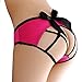 CinGr8 Sexy Crotchless Cage Open Back Panty with Big Satin Bow (One Size, Rose)