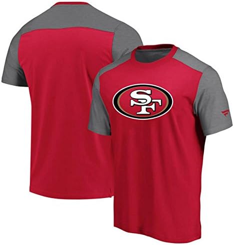 Fanatics Branded San Francisco 49ers Iconic Color Block T-Shirt โ Scarlet/Heathered Gray (Large)