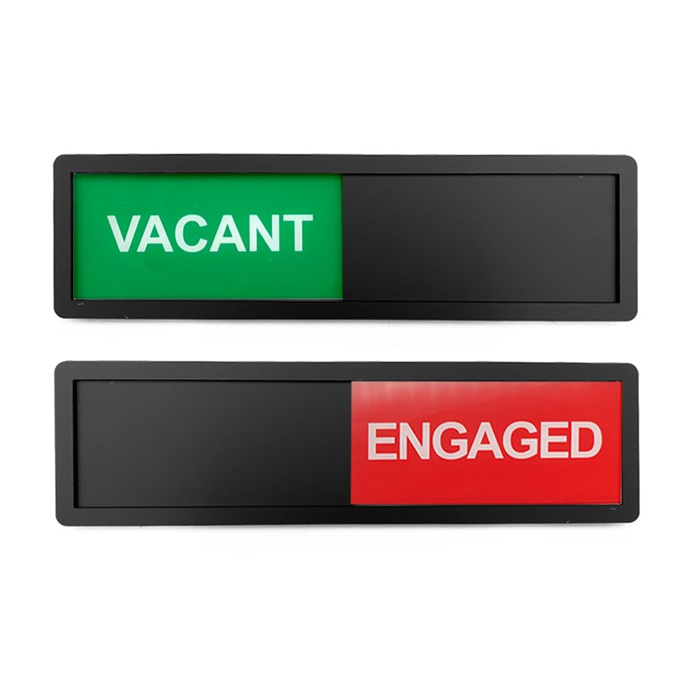 LICQIC Privacy Sign, VACANT/ENGAGED - Sliding Door Sign for Home Office Restroom Conference, Black