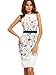 Floerns Women's Sleeveless Floral Work Party Cocktail Bodycon Dress White M