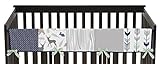 Sweet Jojo Designs Baby Crib Long Rail Guard Wrap Cover Teething Protector for Navy Blue, Mint and Grey Woodsy Boy Bedding Collection
