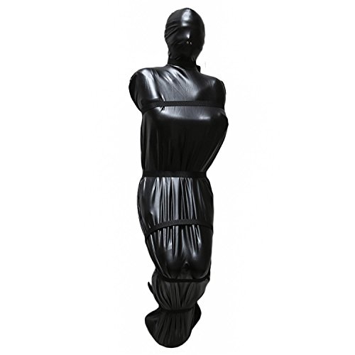 Unisex Sexy Skin-Tight Full Bodysuit Zentai Costume(6 Fixed Tight Belts) (Medium) Black