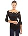 PattyBoutik Women Floral Lace Off Shoulder Top (Black Small)