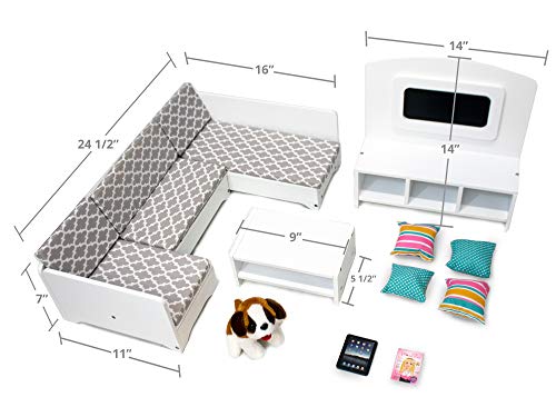 Playtime by Eimmie Furniture Set - Sectional Sofa with Doll Accessories - Furniture Set for 18 Inch Dolls