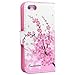 (TRAIT)8IN1 Pink Flower PU Leather Wallet Cases Protective Skin for iphone 5 iphone 5s Flip Folio Case Stand Holder+touch Screen Pen +3 Screen Protector +3 Cleaning Cloth