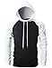 GIVON Mens Slim Fit Raglan Hoodies Pullover Lightweight Long Sleeve Sweatshirt with Kanga Pocket / DCF027-BLACK/WHITE-2XL