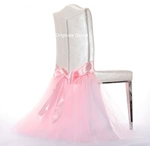 Originals Group Tulle Chair Tutu Skirt With Sash Bow Chair Covers For Wedding Party Supplies Decor 1 Baby Pink