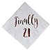 MAGJUCHE Finally 21 Cocktail Napkins, 50-Pack 3ply White Rose Gold 21st Birthday Dinner Celebration Party Decoration Napkin