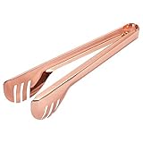 Salad Tongs - Stainless Steel Serving Tongs, Copper-Coated Metal Server Tongs For Pasta, BBQ, Appetizers, Pastries, Rose Gold - 9.25 X 2 X 2 Inches