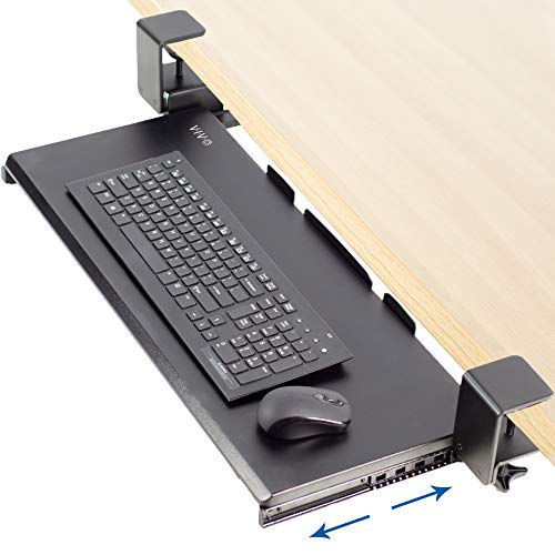 VIVO Large Keyboard Tray Under Desk Pull Out with Extra Sturdy C Clamp Mount System | Black 27 x 11 inch Slide-Out Platform Computer Drawer for Typing and Mouse Work (MOUNT-KB05E)