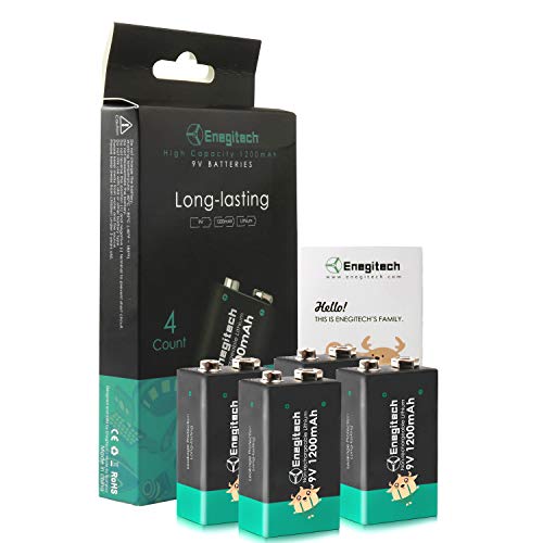 Enegitech 9V Lithium Batteries 1200mAh Smoke Detector Battery 10Year