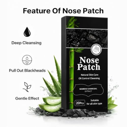 PRIMEBLYᵀᴹ Blackhead Nose Strips 40pcs | قناع إزالة الرؤوس السوداء الفوري | Bamboo Charcoal Nose Pore Cleaner | ماسك للأنف لإزالة الدهون وتنظيف المسام | Deep Cleansing Pore Strips for Men & Women