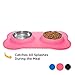 KEKS Small Dog Bowls Set of 2 Stainless Steel Bowls with Non-Skid & No Spill Silicone Pink Stand for Small Dogs Cats Puppy & Collapsible Travel Pet Bowl