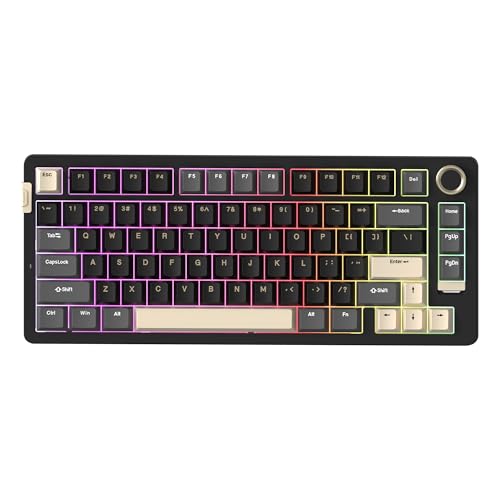 Rosewill Neon S75 Wireless Mechanical Gaming Keyboard, 80-Key Layout w/Volume Knob, Bluetooth / 2.4GHz / USB-C, Hot-Swappable Red Switches, RGB Backlit, 6000mAh Battery, Windows & macOS, Black