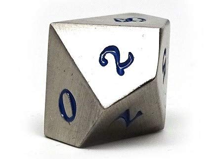 Legendary Silver Metal Polyhedral Dice Set with Electric Blue Signature Font | 7 Piece | Professional Edition | Free Display Case | Hand Checked Quality Control - Thumbnail 2