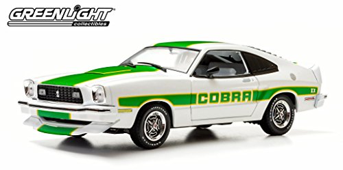 1978 Ford Mustang II Cobra II White with Green Billboard Stripes 1/18 by Greenlight 12895