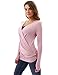 PattyBoutik Women's Faux Wrap High Low Hem Twinset Blouse (Pink L)