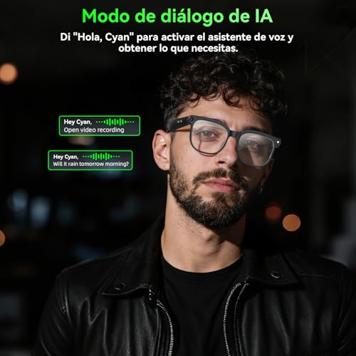 Hwagol AI Smart Glasses, Glasses with 8MP Camera, Smart Glasses with Photography/Recording/Bluetooth Calls/Music/Translation/Image Recognition