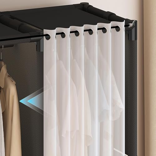 Portable Closet,Portable Closets for Hanging Clothes,Japanese Style Wardrobe with 3 Hanging Rods,9 Storage Shelves,56.2" L x 17.7" W x 65.1" H, (White)