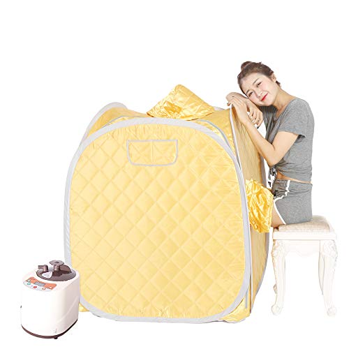 Smartmak Portable Steam Sauna, Personal at Home Remote Control 2L Steamer for Detox & Weight Loss Lightweight Double Person Spa Tent Indoor US Plug-Yellow - Thumbnail 7