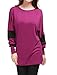 Allegra K Women's Color Block Batwing Sleeves Loose Tunic Top L Purple