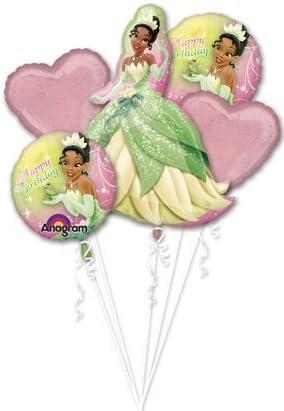 TIANA Disney Princess &amp; the Frog 5 Balloon Bouquet Kit w/Ribbons