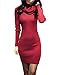 v28 Sweater Dress for Women Ribbed Knit Fitted midi Sexy Fall Winter Bodycon Cowl Neck Dresses (Small,Wine)