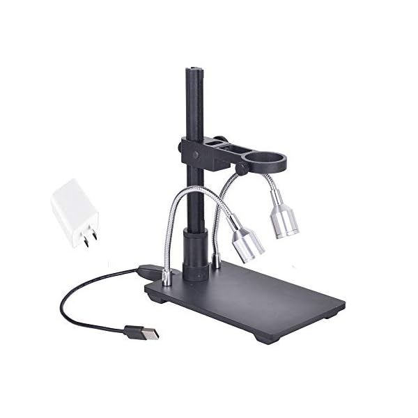 HELEISH Tragbare Aluminiumlegierung Arm USB-Mikroskop Ständer Halter Halterung Hilfsmittel (Color : With LED lights)