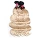 UNice 10A Ombre Blonde Body Wave Human Hair 1 Bundle 12 inch, Brazilian Remy Hiar Two Tone Dark Roots 613 Honey Blonde Wavy Weave 1B613 Color
