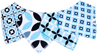 4 Pack Baby Bandana Drool Bibs - 100% Cotton, Super Absorbent Bandana Bibs for Boys + Ebook by Fluffy Dreamz